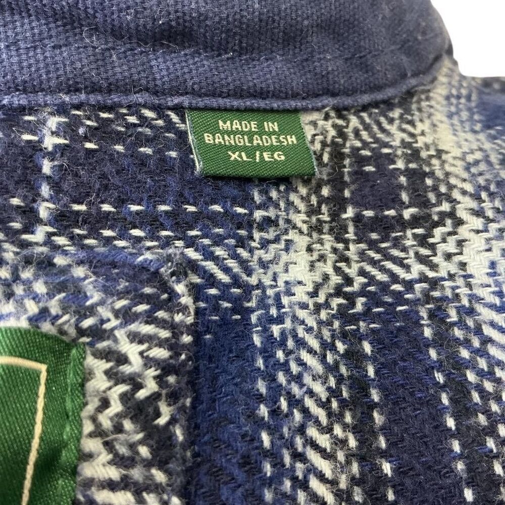 Woolrich Brawny Flannel Shirt Men XL Blue Plaid Button Long Sleeve Shacket - Picture 11 of 11